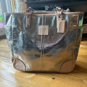 Silver Metallic Coach Bag